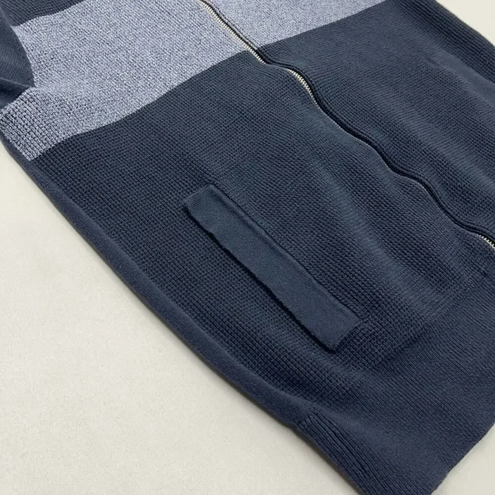 BANANA REPUBLIC Men's Small Blue Full Zip Color Block Sweater